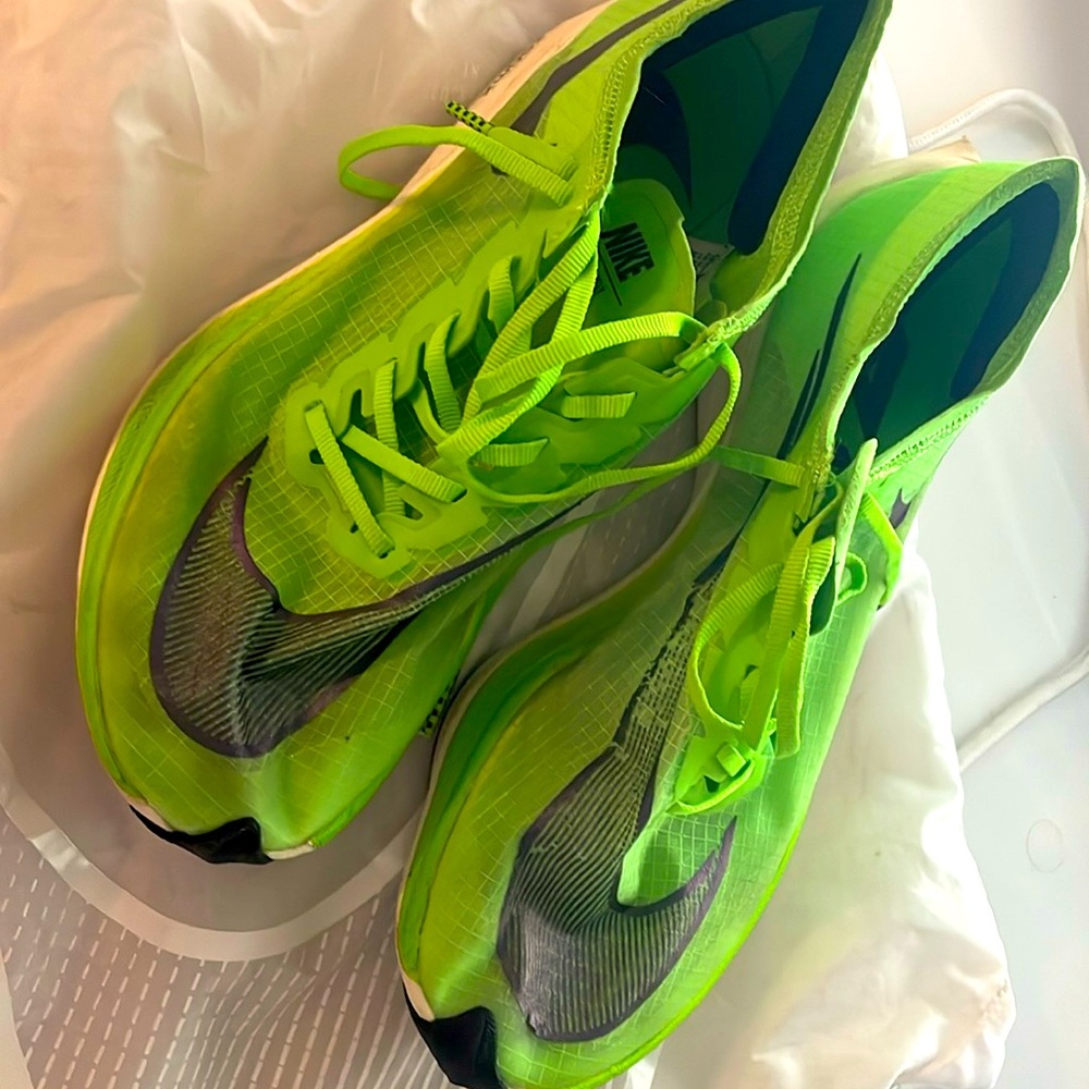 Nike ZoomX racing shoe- neon green